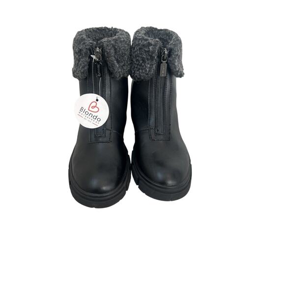 Blondo Plaka Waterproof Boot Size 6 Black Leather Lug Sole Fleece, NWOT - Picture 2 of 7